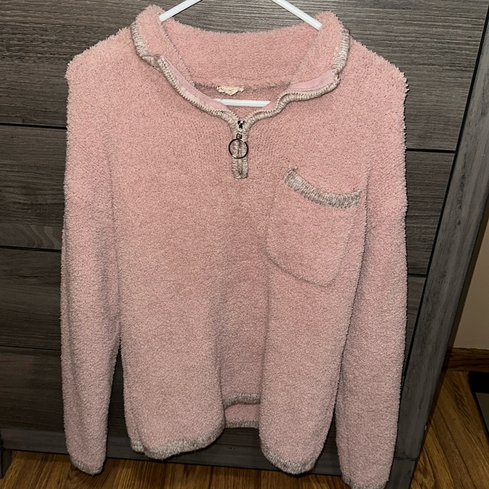 Hem & Thread Pink Sweater half Zip💕